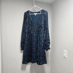 Michael Kors Teal Blue Burnout Velvet Mini dress